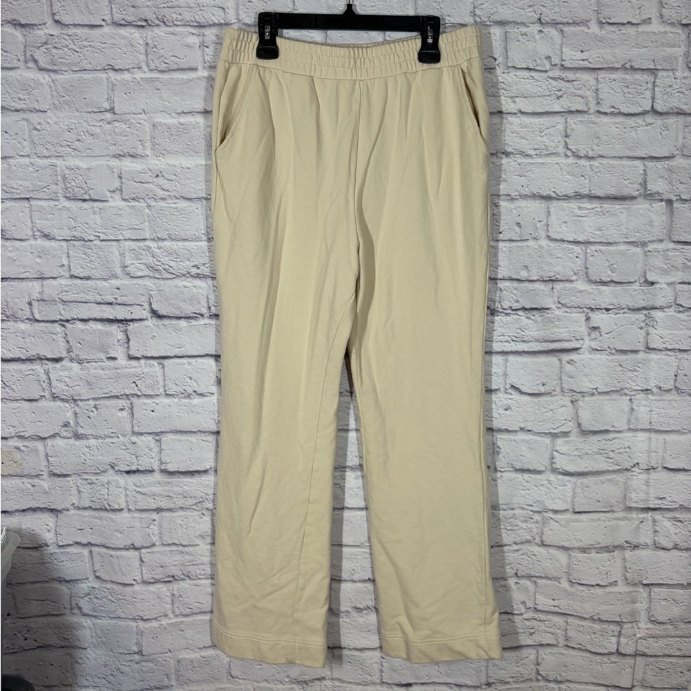 Nuuds Cream Wide Leg Lounge Sweatpants 100% Cotton Size XL